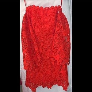 Free People Dusk Lace Party Dress in Fiesta Red Sz 0